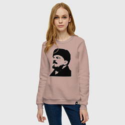 Свитшот хлопковый женский Ленин в шапке, цвет: пыльно-розовый — фото 2