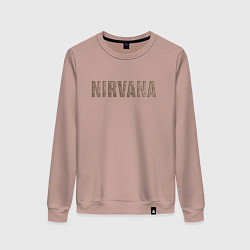 Свитшот хлопковый женский Nirvana grunge text, цвет: пыльно-розовый