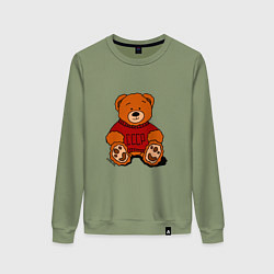 Свитшот хлопковый женский Мишка из СССР, цвет: авокадо