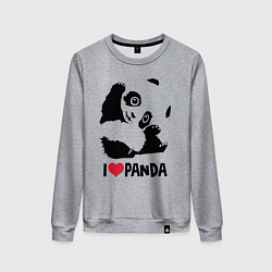 Свитшот хлопковый женский I love panda, цвет: меланж