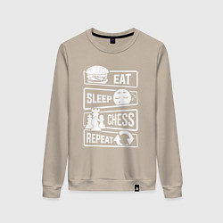 Женский свитшот Еда сон шахматы