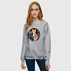 Свитшот хлопковый женский Два котика ждут Новый Год, цвет: меланж — фото 2