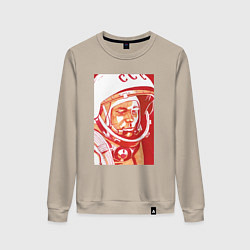 Свитшот хлопковый женский Gagarin in red, цвет: миндальный