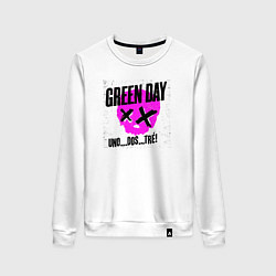 Свитшот хлопковый женский Green Day uno dos tre, цвет: белый
