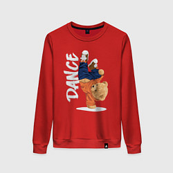 Свитшот хлопковый женский Плюшевый медвежонок танцор, цвет: красный