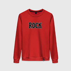 Свитшот хлопковый женский Rock text art, цвет: красный