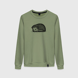Свитшот хлопковый женский Ежик притаился, цвет: авокадо