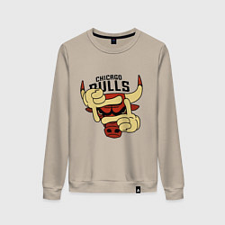 Свитшот хлопковый женский Bulls logo with hands, цвет: миндальный