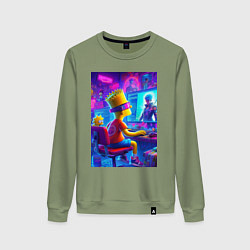 Свитшот хлопковый женский Барт и Мэгги выбирают персонажа, цвет: авокадо