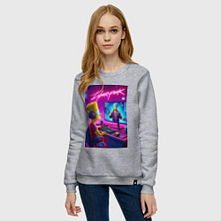 Свитшот хлопковый женский Gamer Bart - cyberpunk, цвет: меланж — фото 2