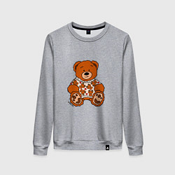 Женский свитшот Мишки и сердца на свитере у мишки