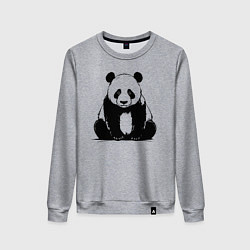 Свитшот хлопковый женский Грустная панда сидит, цвет: меланж