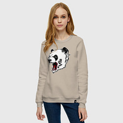 Свитшот хлопковый женский Оскал панды, цвет: миндальный — фото 2