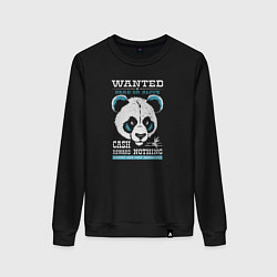 Свитшот хлопковый женский Панда в розыске, цвет: черный