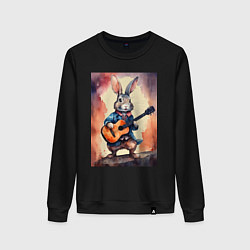 Женский свитшот Милый романтичный кролик c гитарой
