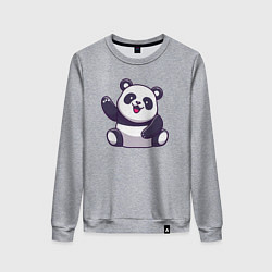 Свитшот хлопковый женский Привет от панды, цвет: меланж