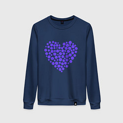 Свитшот хлопковый женский Фиолетовое сердце из круглешков, цвет: тёмно-синий
