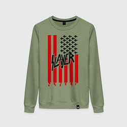 Свитшот хлопковый женский Slayer Flag, цвет: авокадо