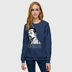 Свитшот хлопковый женский Я слишком стар для этого дерьма, цвет: тёмно-синий — фото 2
