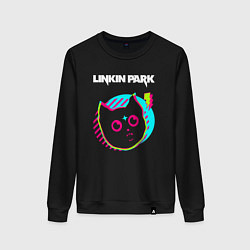 Свитшот хлопковый женский Linkin Park rock star cat, цвет: черный