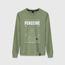 Свитшот хлопковый женский Perceive streetwear, цвет: авокадо