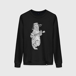 Свитшот хлопковый женский Мишутка с балалайкой, цвет: черный