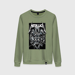 Свитшот хлопковый женский Metallica - skulls, цвет: авокадо