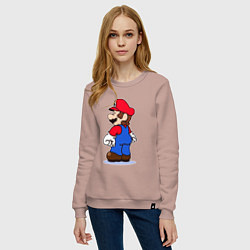 Свитшот хлопковый женский Марио с принцессой, цвет: пыльно-розовый — фото 2