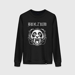 Свитшот хлопковый женский Burzum rock panda, цвет: черный