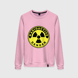 Свитшот хлопковый женский Danger radiation sign, цвет: светло-розовый