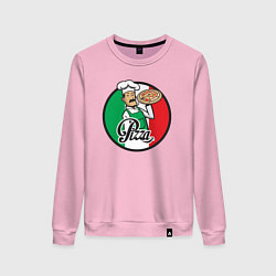 Свитшот хлопковый женский Итальянская пицца, цвет: светло-розовый