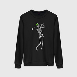 Свитшот хлопковый женский Golfing skeleton, цвет: черный