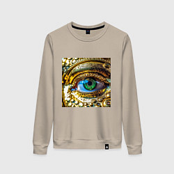 Женский свитшот Золотой глаз металлический в стиле стимпанк зелено