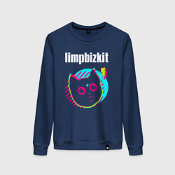 Свитшот хлопковый женский Limp Bizkit rock star cat, цвет: тёмно-синий