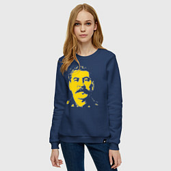 Свитшот хлопковый женский Yellow Stalin, цвет: тёмно-синий — фото 2