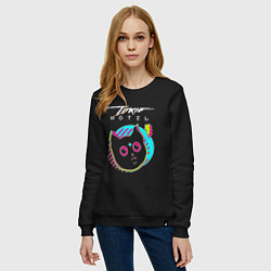 Свитшот хлопковый женский Tokio Hotel rock star cat, цвет: черный — фото 2