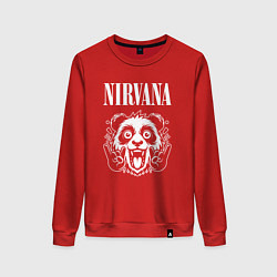 Свитшот хлопковый женский Nirvana rock panda, цвет: красный