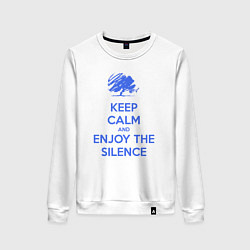 Свитшот хлопковый женский Keep calm and enjoy the silence, цвет: белый