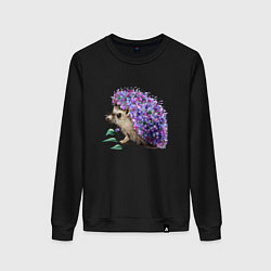 Свитшот хлопковый женский Сиреневый ежик, цвет: черный