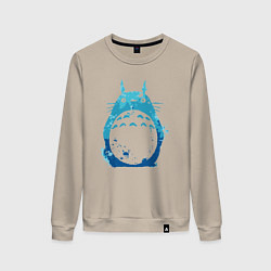 Свитшот хлопковый женский Blue Totoro, цвет: миндальный