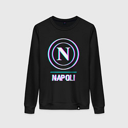 Свитшот хлопковый женский Napoli FC в стиле glitch, цвет: черный