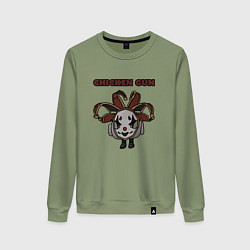 Свитшот хлопковый женский Chicken gun clown, цвет: авокадо
