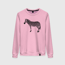 Свитшот хлопковый женский Зебра черные полоски, цвет: светло-розовый