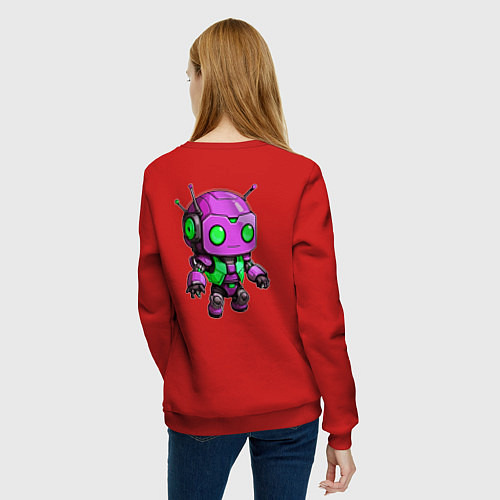 Женский свитшот Фиолетовый робот инопланетянин / Красный – фото 4
