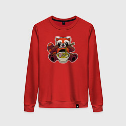 Свитшот хлопковый женский Голодная панда, цвет: красный