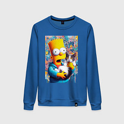 Женский свитшот Bart Simpson with a kitten - ai art