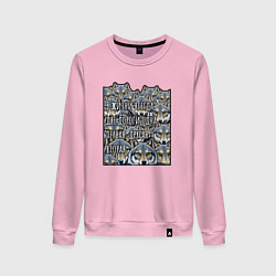 Свитшот хлопковый женский Мемные волки - в жизни всегда две дороги, цвет: светло-розовый