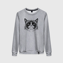 Свитшот хлопковый женский Grumpy cat мем, цвет: меланж