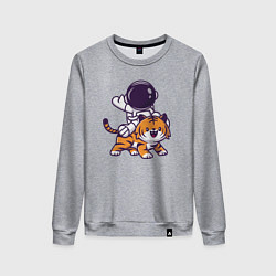 Женский свитшот Космонавт и тигр