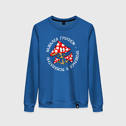 Свитшот хлопковый женский Назвался груздем проверься у психиатра, цвет: синий